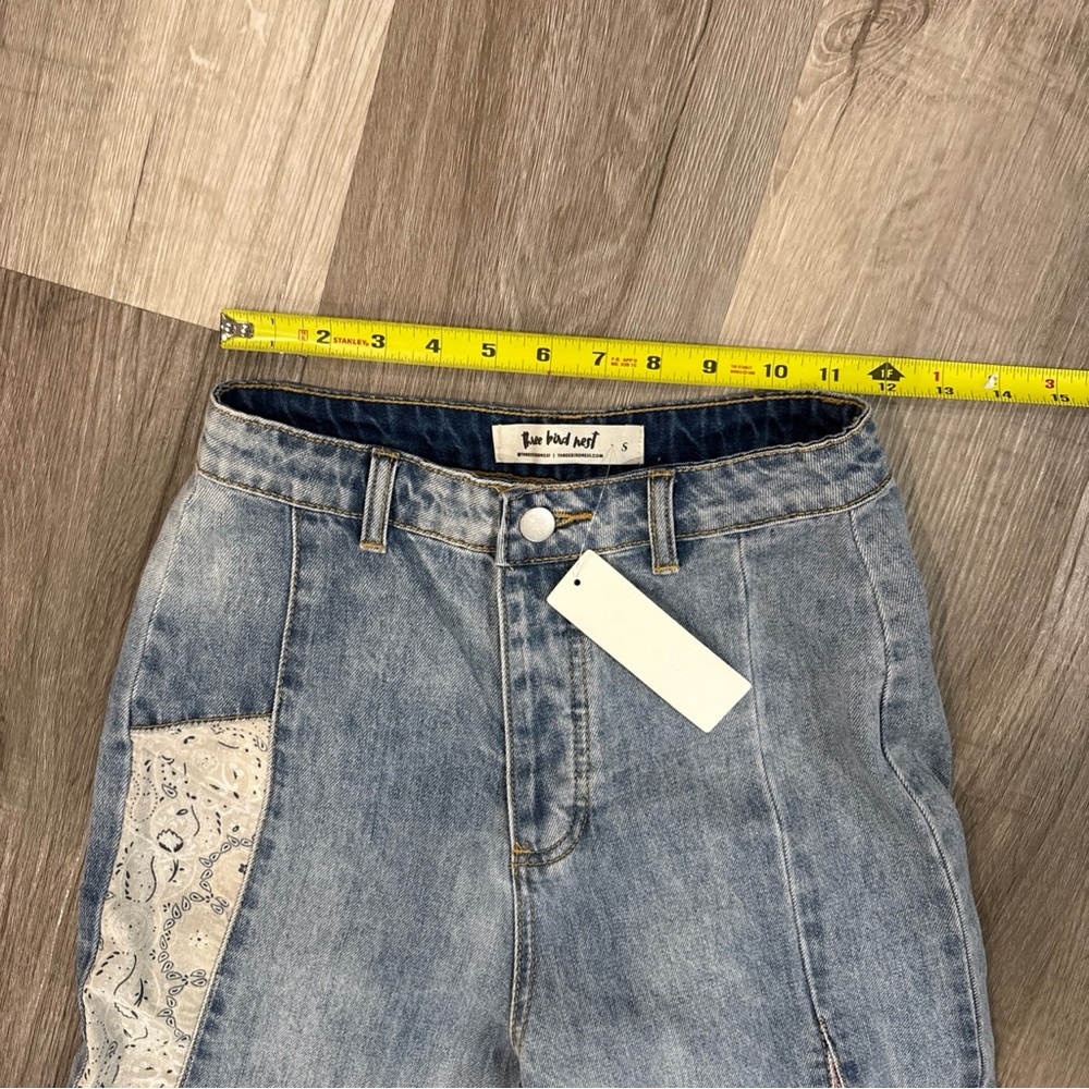 NEW Three Bird Nest Women’s Wide Leg Jeans Patchwork Bohemian Style Size Small - Picture 4 of 16